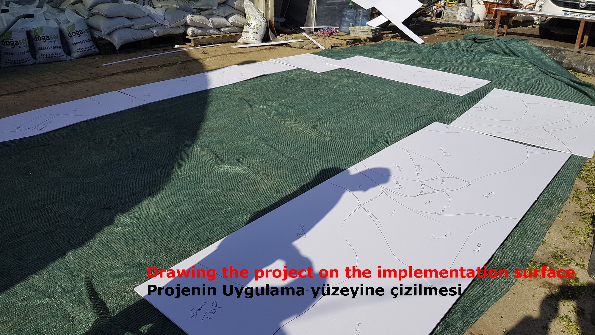 Ekran çevresi · Birinci duvar · Uygulama · Desenin yüzeye çizilmesi