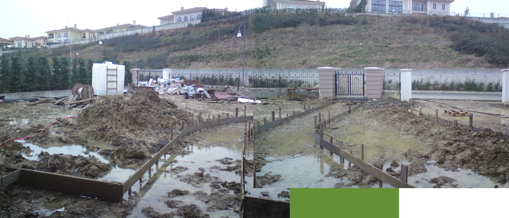 Giriş bahçesi · Zeytin ağacı ve bitkisel adalar · Uygulama · Yapım aşaması 1