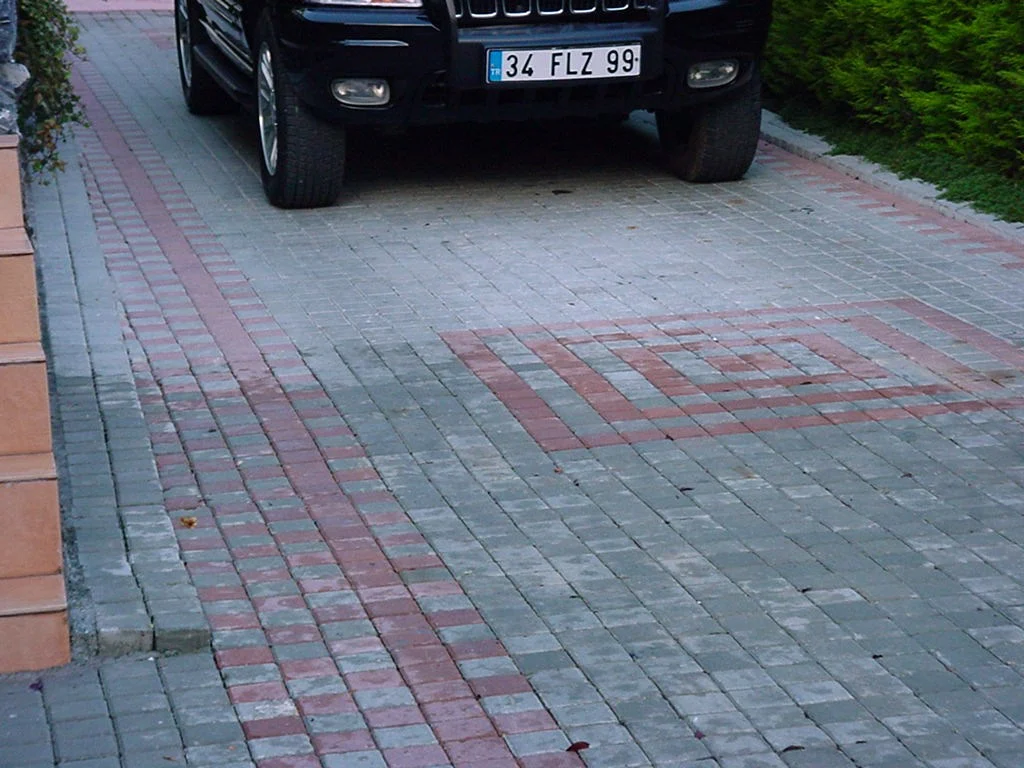 Araç girişi · Desenli parke kaplama · Sonrası · Araç yolu