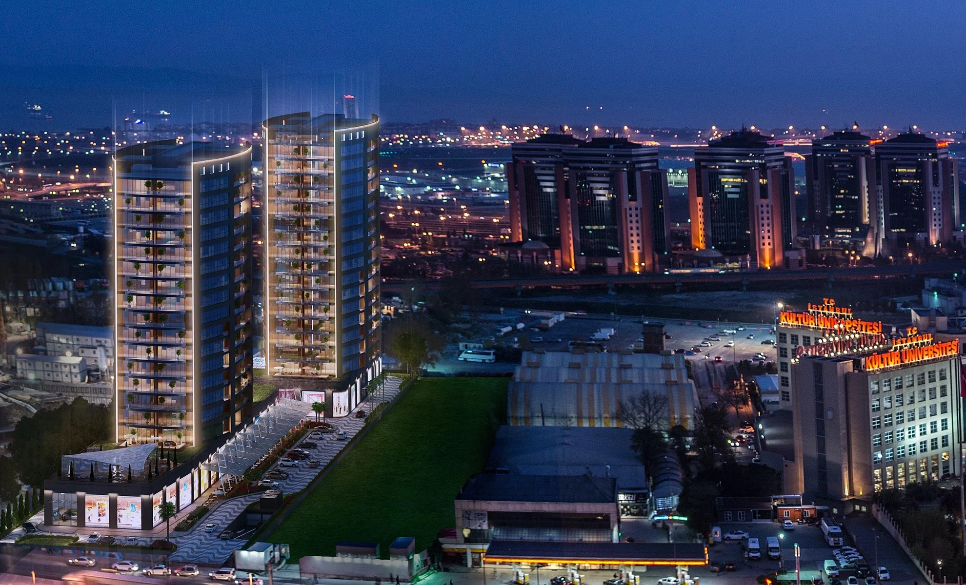 Ataköy Tower · 3D proje · Gece görünümü