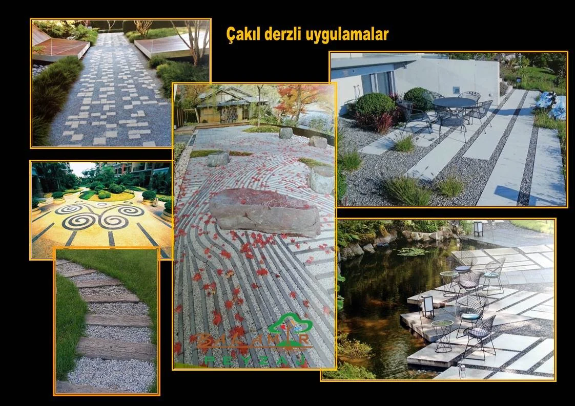 Çakıl derzli kaplamalar · Uygulama seçkisi · Birden fazla alan