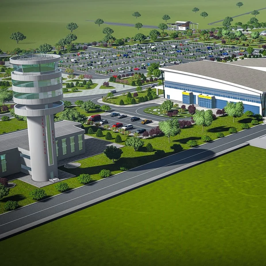 Havalimanı · 3D terminal ve kule çevresi projesi