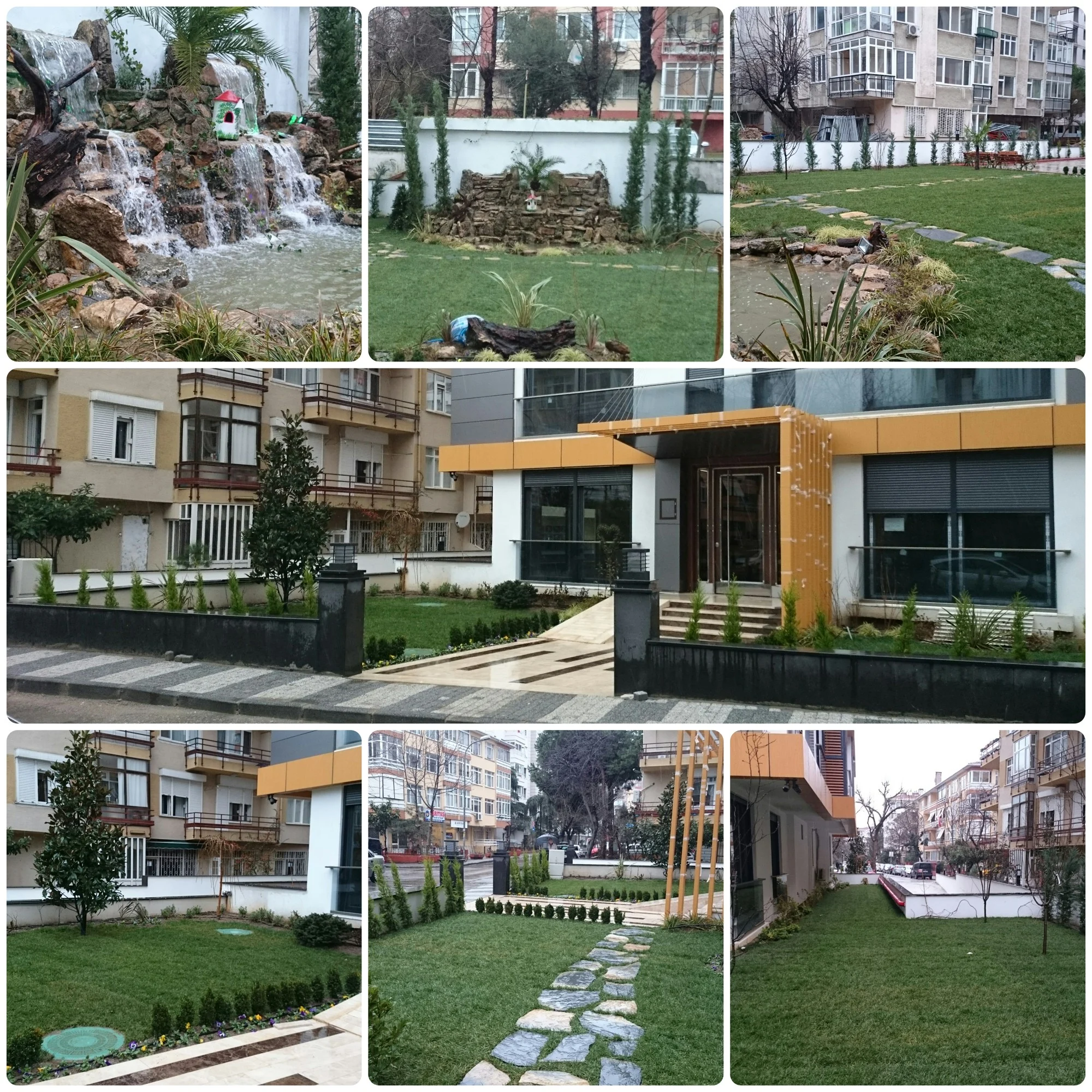 Konut çevresi · Şelale ve bahçe görünümleri · Sonrası · Görünüm 2