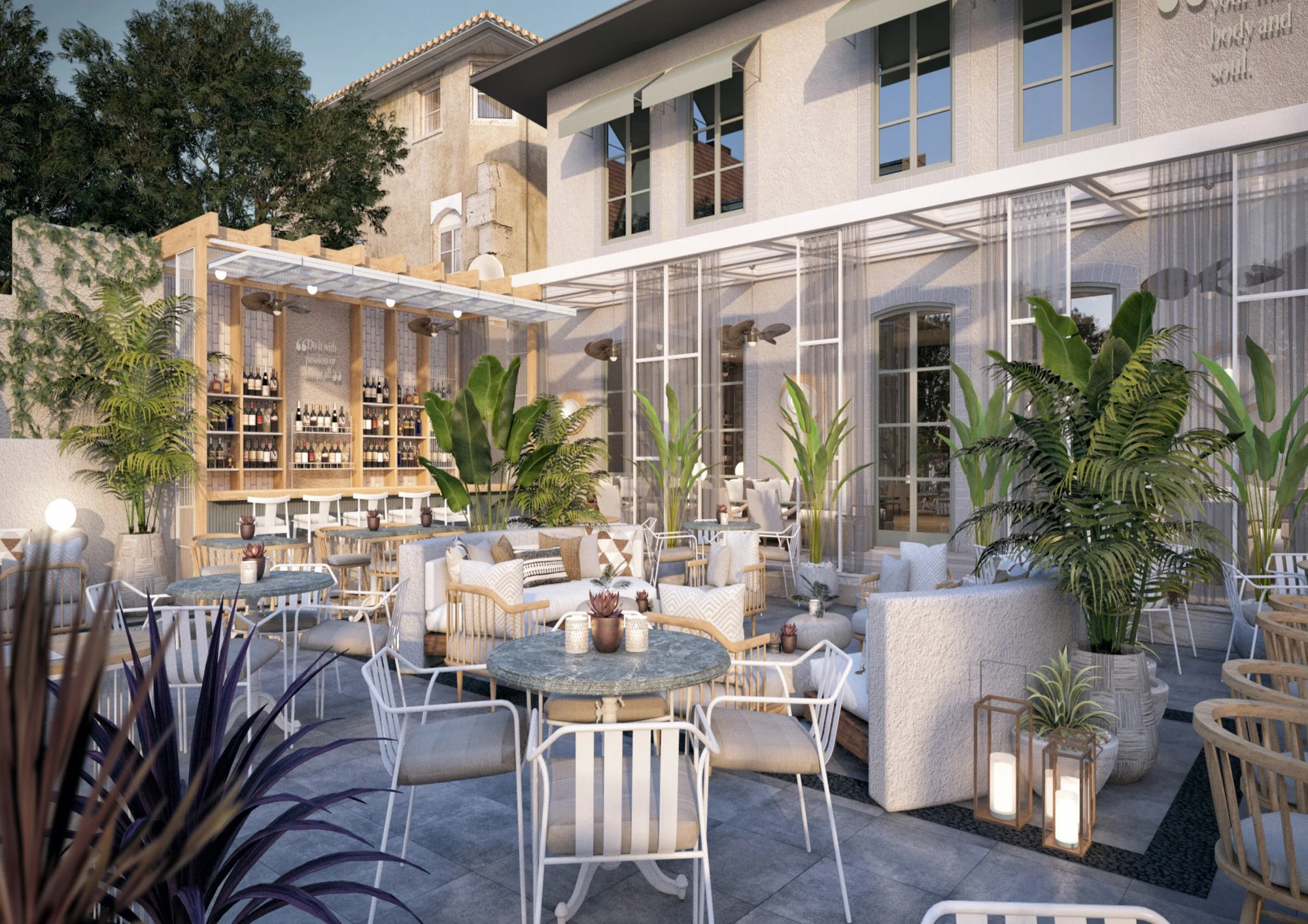 Otel · 3D teras ve bitkilendirme projesi · Görünüm 3