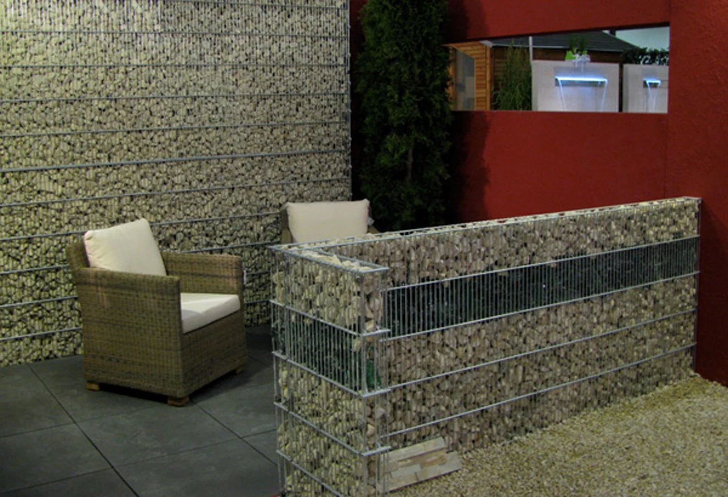 Oturma alanı · Gabion bölücü ve duvar kaplaması · Sonrası · Oturma alanı