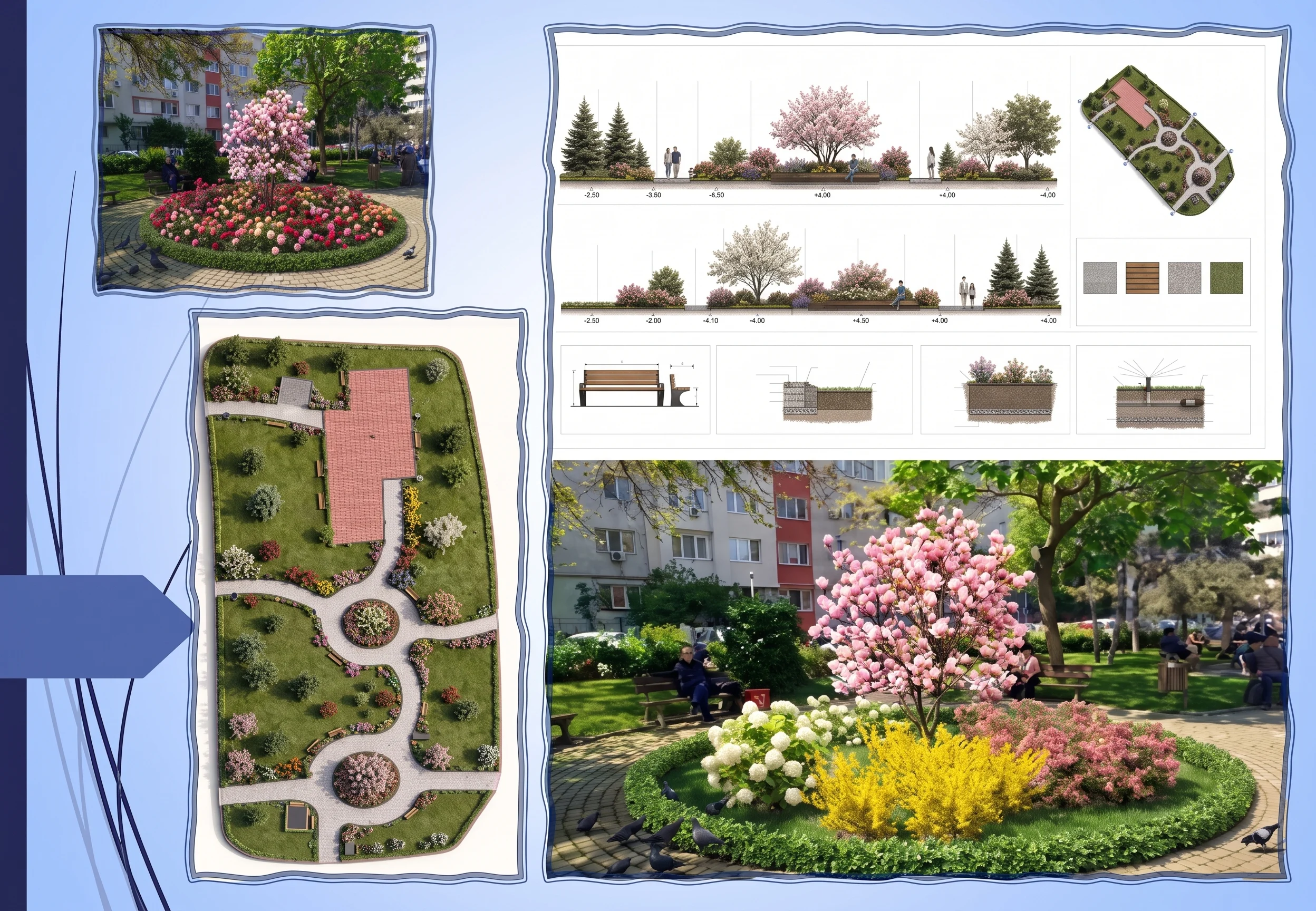 Parc Witting · Plan, kesit ve tasarım görselleştirmeleri