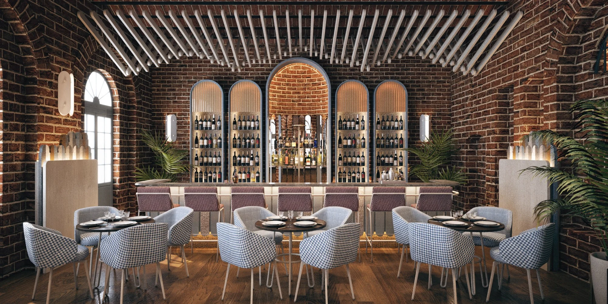 Restoran ve avlu · 3D bitkilendirme projesi · Görünüm 2