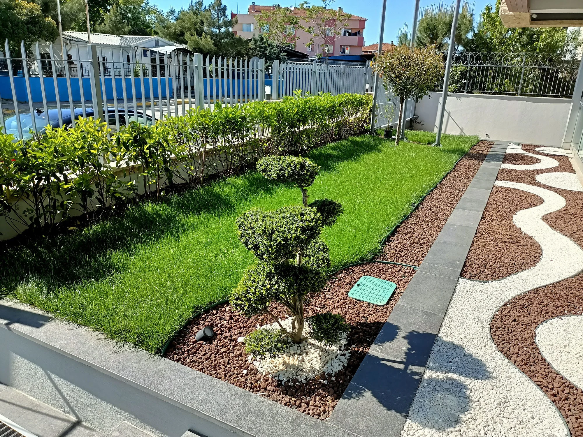 Sedum bahçesi · Ön cephe ve çakıl bordürü · Sonrası · Görünüm 4