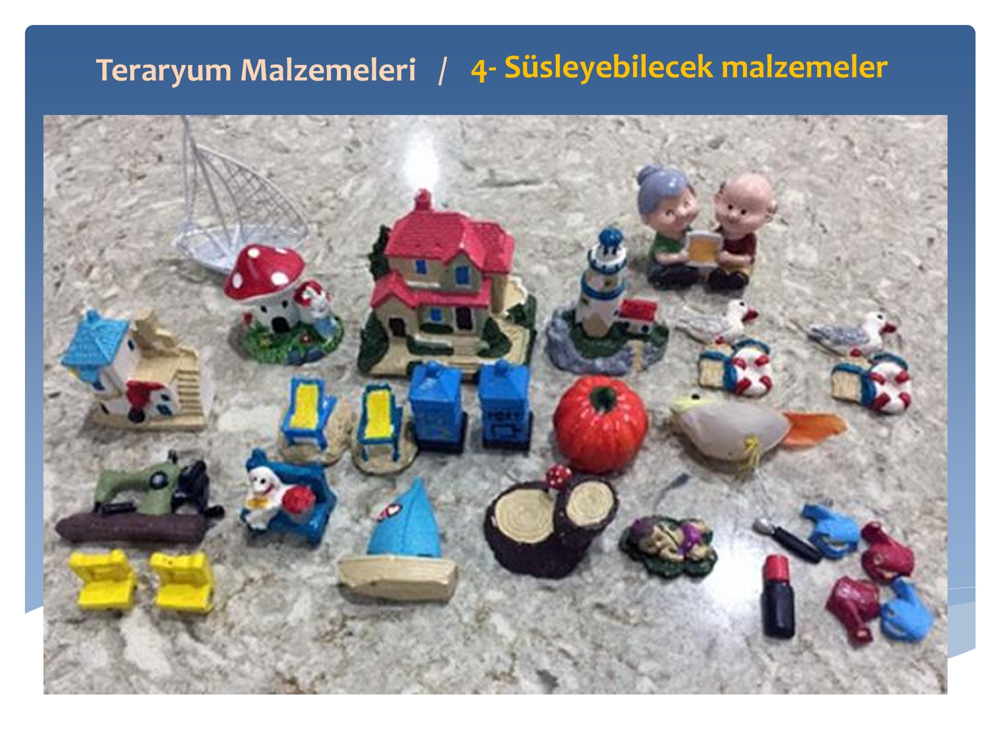 Eğitim sunumu · Malzemeler ve detaylar · Sunum · Dekoratif figürler