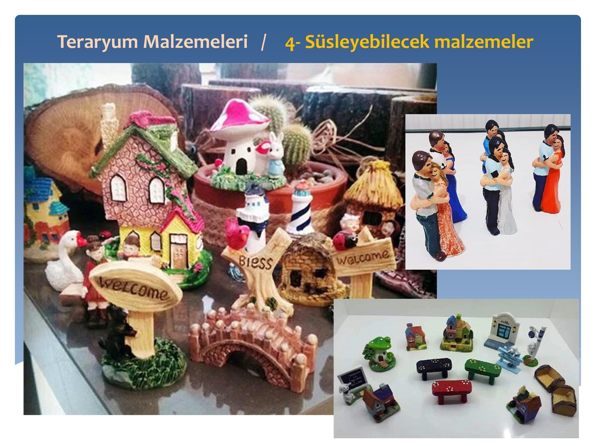 Eğitim sunumu · Malzemeler ve detaylar · Sunum · Ev ve figür örnekleri