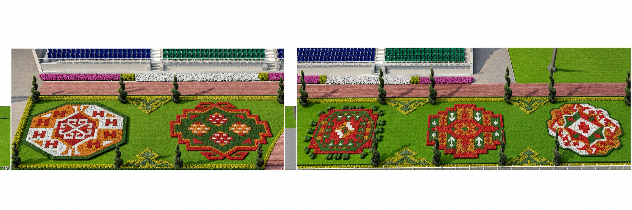 Hipodrom · Tribün önünde motifli bitkilendirme · 3D proje